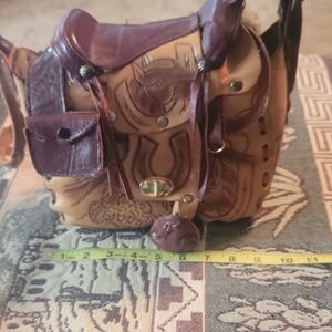 Elegant Brown and Purple Shoulder Bag